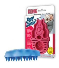 KONG Zoomgroom Rubber Dog Brush Raspberry - Large