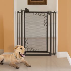 Tall OneTouch Metal Mesh Pet Gate in Black