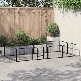 Dog Playpen Black Powder-coated steel 31.5x23.6 in panels
