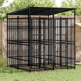 Dog Kennel Black Powder-coated steel 39.7 sqft Durable