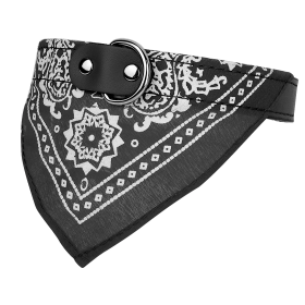 Adjustable Bandana Leather Pet Collar (Color: Black, size: M)