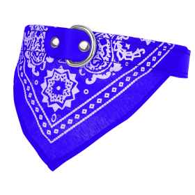 Adjustable Bandana Leather Pet Collar (Color: Blue, size: M)