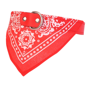 Adjustable Bandana Leather Pet Collar (Color: Red, size: M)