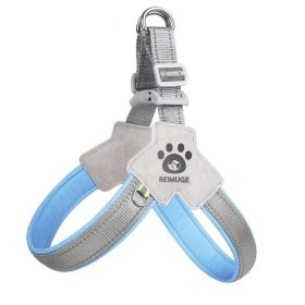 Pet Dog Cat Harness, Pet Harness With LeashSet, Adjustable Puppy Harness ComfortableReflective Easy Control Dog With Leather Leash,.No-Pull No Ch (Option: Blue-S)