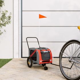 Pet Bike Trailer Orange and Black Oxford Fabric, Iron, PVC Small (Color: Orange)