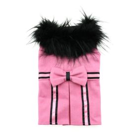 Wool Fur-Trimmed Dog Harness Coat (Color: pink, size: large)
