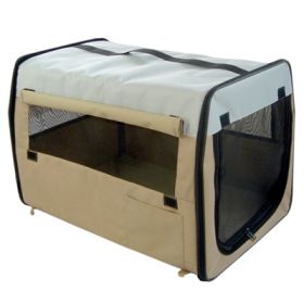 Lightweight Kahki  Folding Zippered Pet House Carrier (Option: XS)